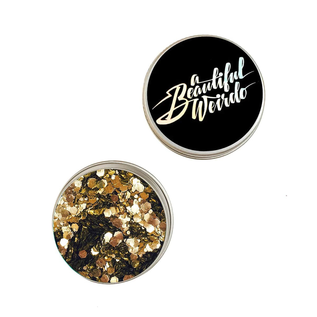 A Beautiful Weirdo Makeup Boogie Nights Gold Eco Glitter